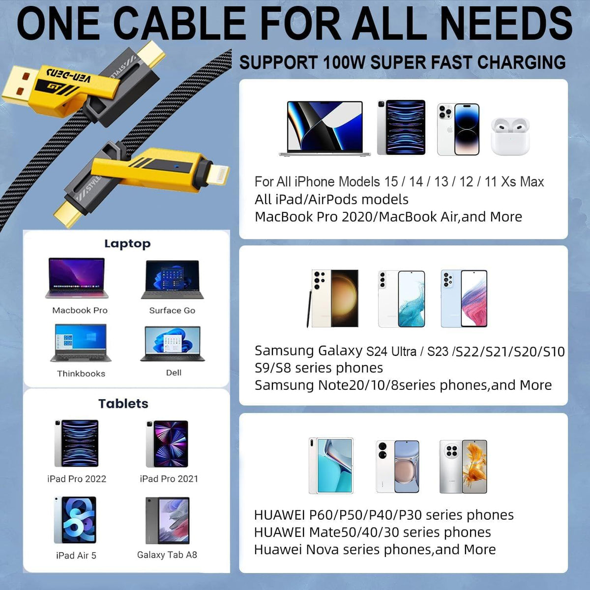 4-in-1 Fast Charging & Data Transfer Cable – 480Mbps Multi-Connector Cable - Star Deal Treasure