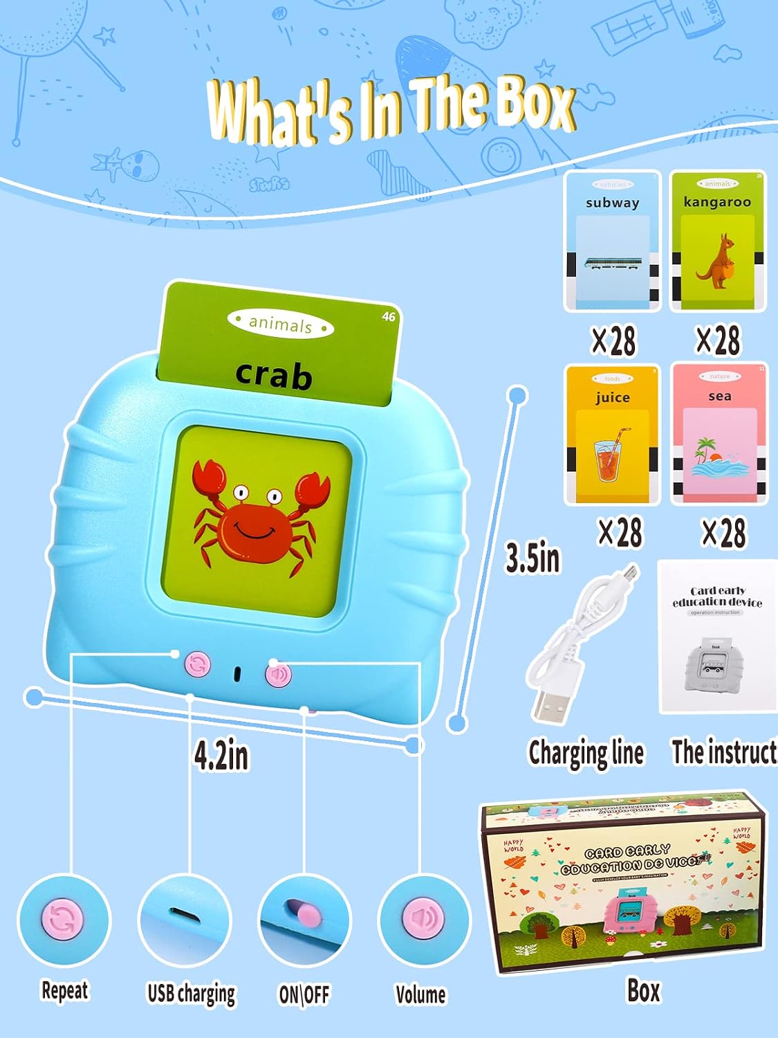 Talking Flash Card Reader – 224-Word Montessori Learning Toy