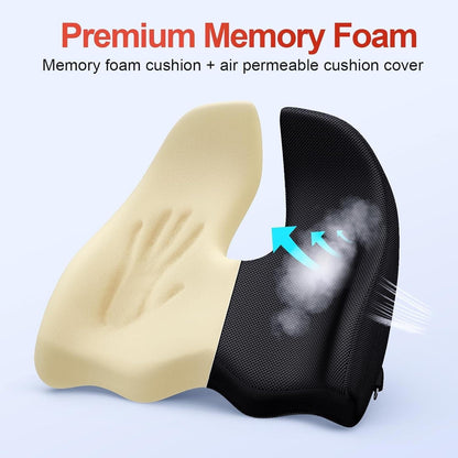 Benazcap Memory Foam Seat Cushion for Sciatica&Tailbone Pain, Black, Large - Star Deal Treasure