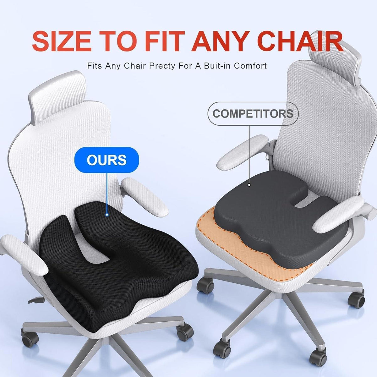 Benazcap Memory Foam Seat Cushion for Sciatica&Tailbone Pain, Black, Large - Star Deal Treasure