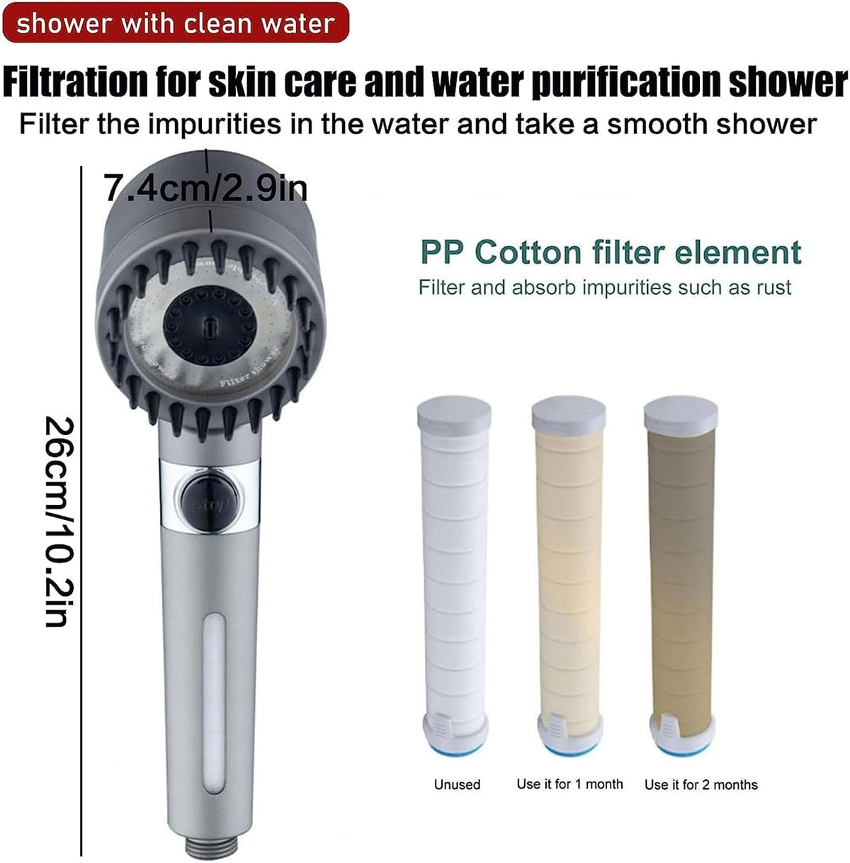 High-Pressure Handheld Massage Shower Head with Filter