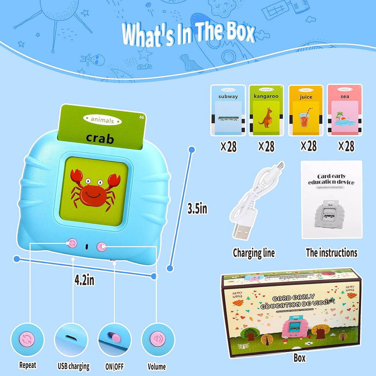Talking Flash Card Reader – 224-Word Montessori Learning Toy