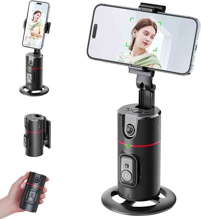 Auto Face Tracking Tripod – 360° AI Phone Holder & Selfie Stand